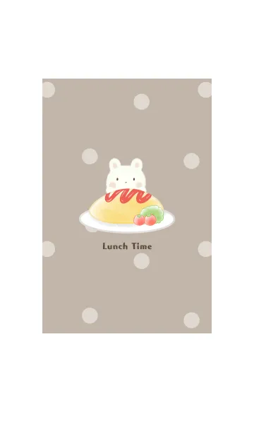[LINE着せ替え] うさぎとオムライス -モカ- ドットの画像1