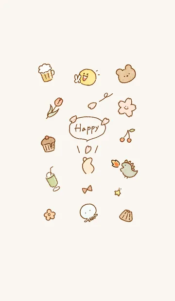 [LINE着せ替え] 「Happy」春✿beige05_1の画像1