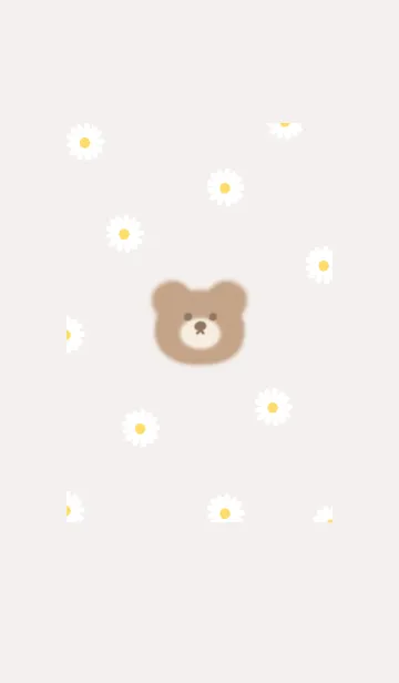[LINE着せ替え] ふんわりクマとデイジー❁brown03_1の画像1