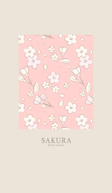 [LINE着せ替え] SAKURA flower shower pink  beigeの画像1