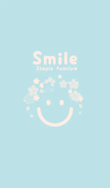 [LINE着せ替え] スマイル＆桜 水色の画像1