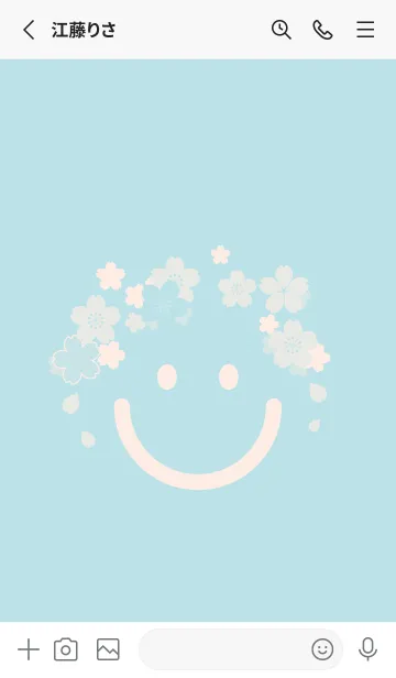 [LINE着せ替え] スマイル＆桜 水色の画像2