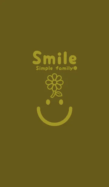 [LINE着せ替え] スマイル＆フラワー オリーブドラブの画像1