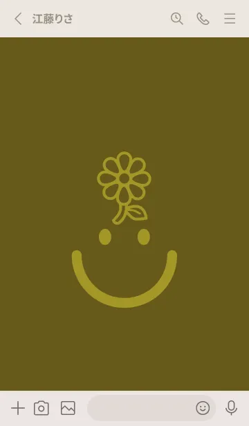 [LINE着せ替え] スマイル＆フラワー オリーブドラブの画像2
