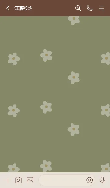 [LINE着せ替え] カーキベージュとホワイトなお花。の画像2