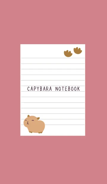 [LINE着せ替え] カピバラと足跡のノート/くすみレッドの画像1