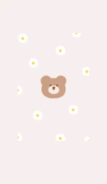 [LINE着せ替え] ふんわりクマとデイジー❁pinkbrown08_1の画像1