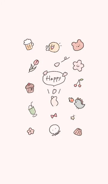 [LINE着せ替え] 「Happy」春✿peachpink10_1の画像1