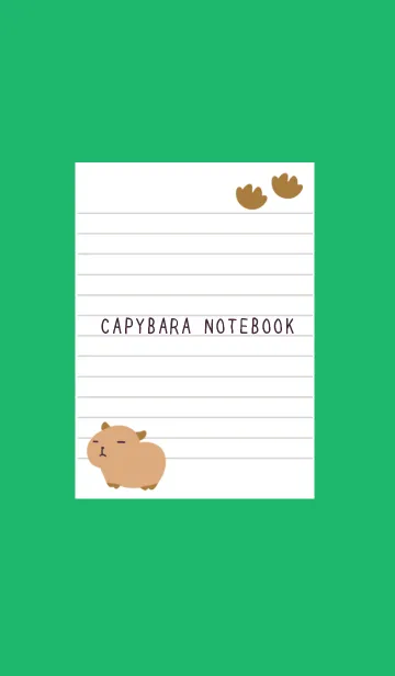 [LINE着せ替え] カピバラと足跡のノート/グリーン/ホワイトの画像1