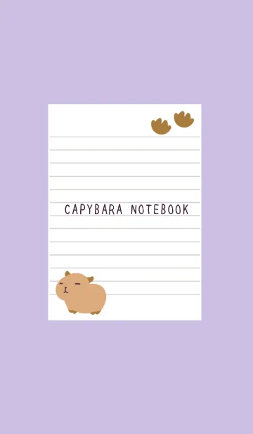 [LINE着せ替え] カピバラと足跡のノート/くすみパープルの画像1