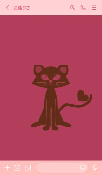 [LINE着せ替え] 猫のオッドとハート ワインレッドの画像2
