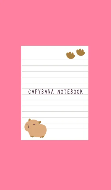 [LINE着せ替え] カピバラと足跡のノート/ストロベリーの画像1