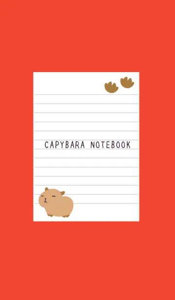 [LINE着せ替え] カピバラと足跡のノート/レッドの画像1