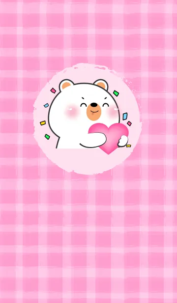 [LINE着せ替え] Simple White Bear and Pink Theme (JP)の画像1