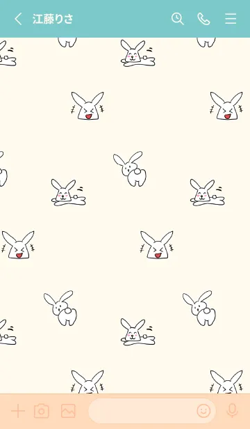 [LINE着せ替え] 面白いうさぎの着せかえ2 ピンク色と水色の画像2