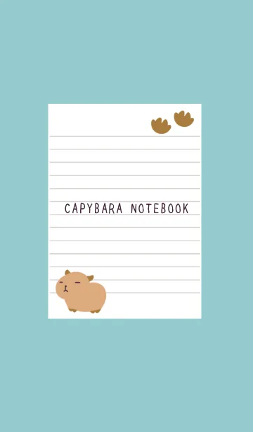 [LINE着せ替え] カピバラと足跡のノート/ミント/ピンクの画像1