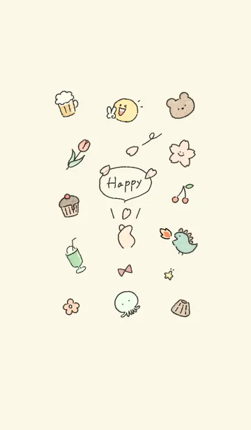 [LINE着せ替え] 「Happy」春✿yellow13_1の画像1