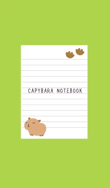 [LINE着せ替え] カピバラと足跡のノート/レッド/グリーンの画像1