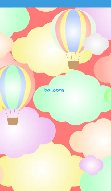 [LINE着せ替え] 気球と雲のかわいい着せかえ 水色の画像1