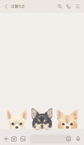 [LINE着せ替え] ワンワン！- チワワ L -パステルアイボリーの画像2