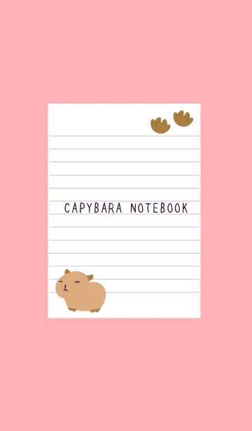 [LINE着せ替え] カピバラと足跡のノート/ピンクレッドの画像1