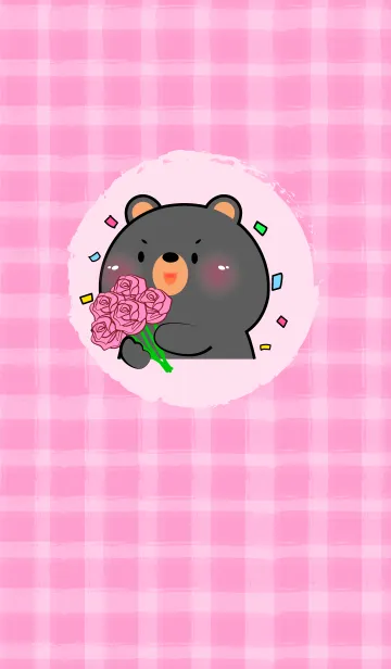 [LINE着せ替え] Simple Black Bear and Pink Theme (JP)の画像1