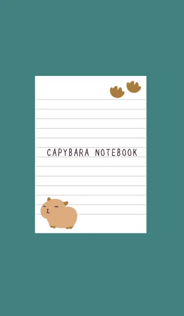 [LINE着せ替え] カピバラと足跡のノート/深緑/黒色の画像1