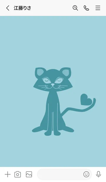 [LINE着せ替え] 猫のオッドとハート スプレーグリーンの画像2
