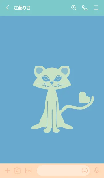 [LINE着せ替え] 猫のオッドとハート チョークブルーの画像2