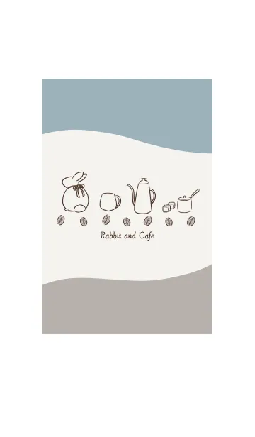 [LINE着せ替え] 兎とカフェ -ブルーブラウン-の画像1