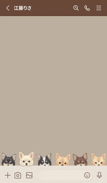 [LINE着せ替え] DOGS - チワワ L - ベージュグレーの画像2