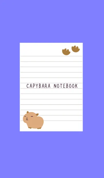 [LINE着せ替え] カピバラと足跡のノート/ブルーパープルの画像1