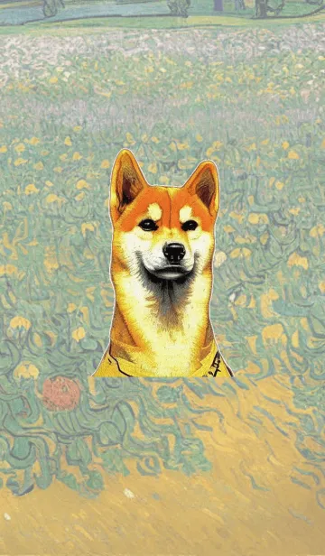 [LINE着せ替え] 柴犬の油絵のきせかえ1の画像1