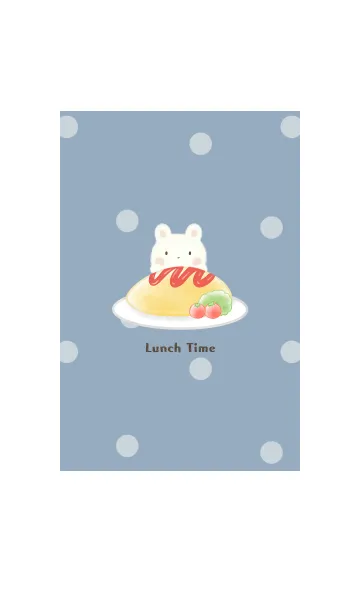 [LINE着せ替え] うさぎとオムライス -ブルー- ドットの画像1