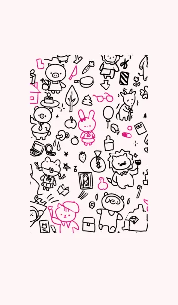 [LINE着せ替え] ちいさいらくがき pinkの画像1