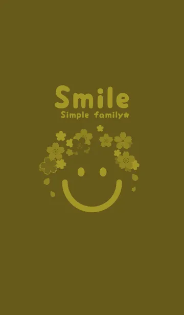 [LINE着せ替え] スマイル＆桜 オリーブドラブの画像1