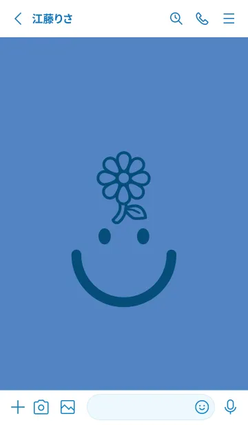 [LINE着せ替え] スマイル＆フラワー 薄群青の画像2