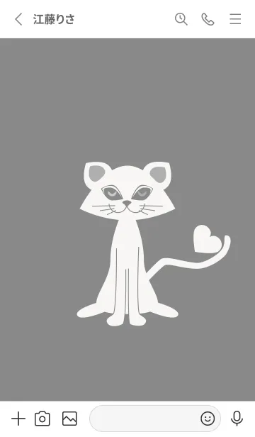 [LINE着せ替え] 猫のオッドとハート バトルシップグレイの画像2