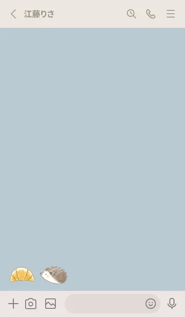 [LINE着せ替え] ハリネズミとクロワッサン -ブルーグレー-の画像2