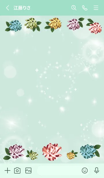 [LINE着せ替え] ミントグリーン : 全運気UP カラフルローズの画像2