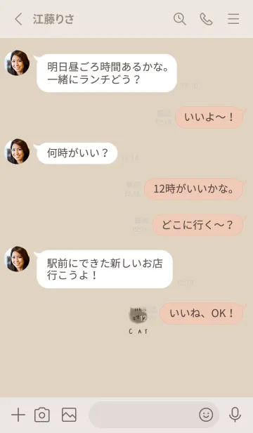 [LINE着せ替え] ベージュ。ふわふわネコ。の画像3