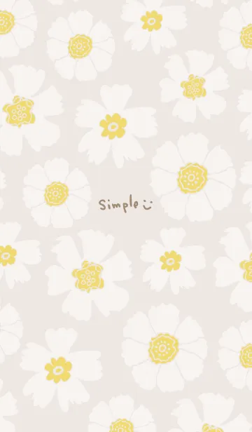 [LINE着せ替え] 白い花たくさん ベージュ5の画像1