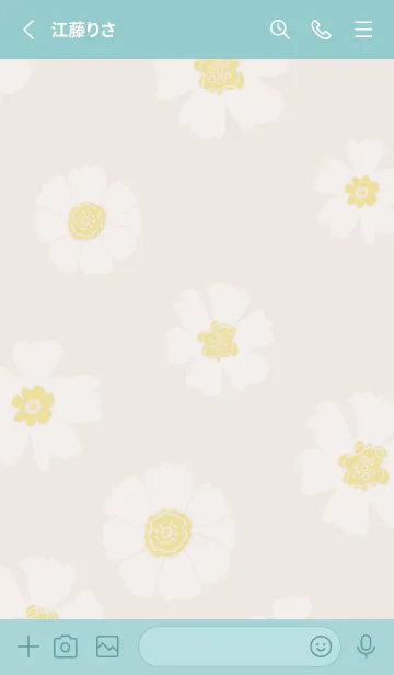 [LINE着せ替え] 白い花たくさん ベージュ5の画像2