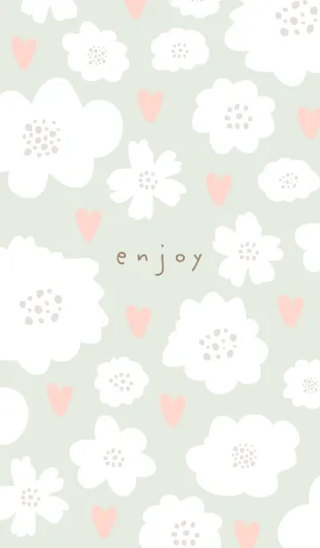 [LINE着せ替え] ハートと白い花17の画像1