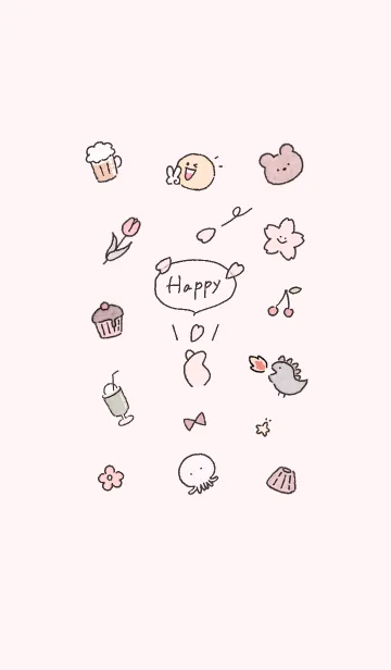 [LINE着せ替え] 「Happy」春✿dustypink15_1の画像1