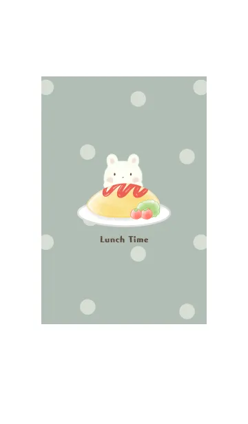 [LINE着せ替え] うさぎとオムライス -グリーン- ドットの画像1