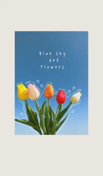 [LINE着せ替え] Blue sky and flowers_03の画像1