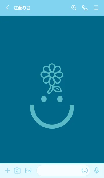 [LINE着せ替え] スマイル＆フラワー マリンブルーの画像2