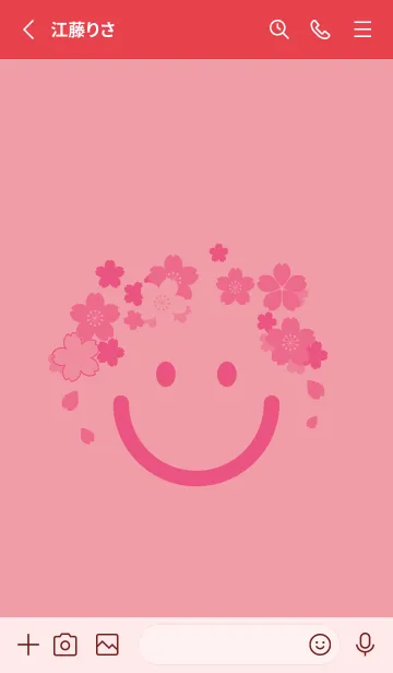 [LINE着せ替え] スマイル＆桜 ローズピンクの画像2