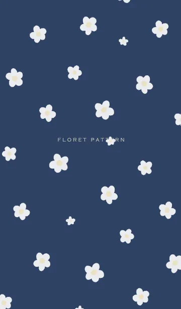 [LINE着せ替え] Floret Pattern - 02-05 Beige Blue 01の画像1